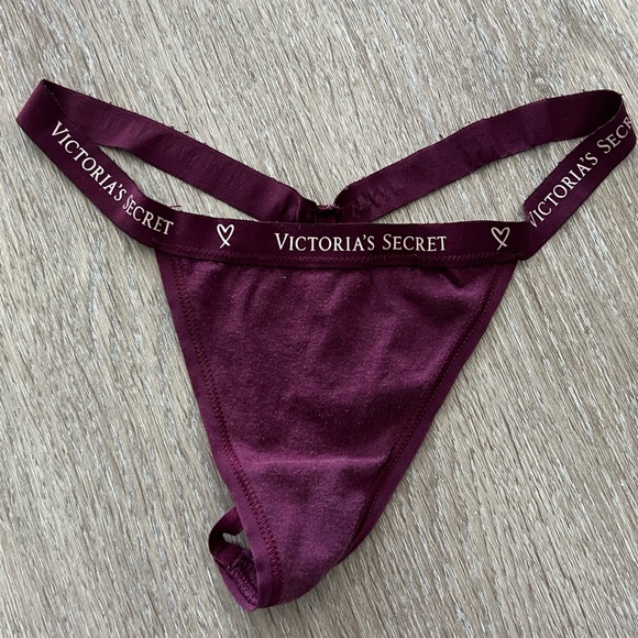 Victorias Secret Womens Panty Thong V-String Burgundy Red - Picture 1 of 7